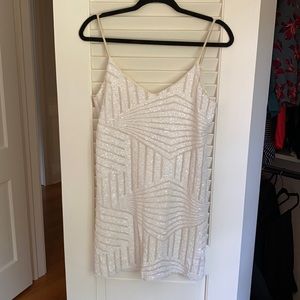 Aqua white sequin dress, XS